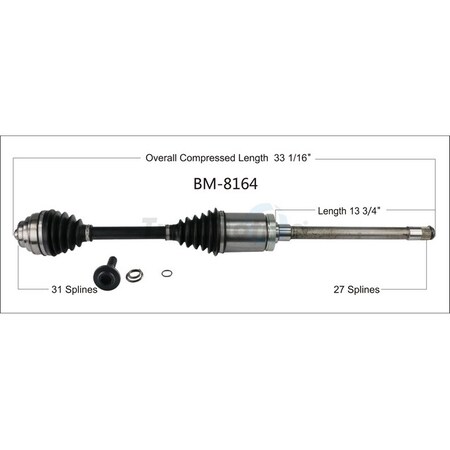 Surtrack Axle Cv Axle Shaft, Bm-8164 BM-8164
